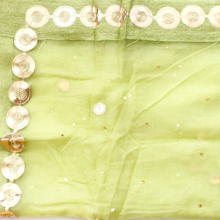 anokherang Dupattas Pista Gotta Embroidered Organza Dupatta