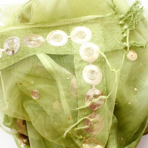 anokherang Dupattas Pista Gotta Embroidered Organza Dupatta