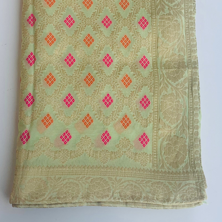 anokherang Dupattas Pista Green Banarasi Silk Embroidered Dupatta
