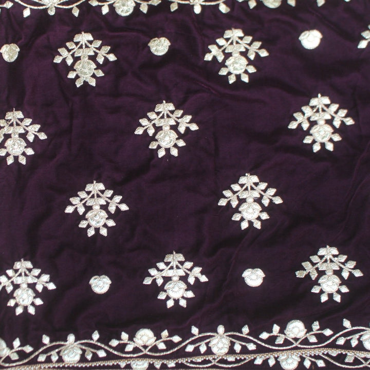 anokherang Dupattas Purple Velvet Affair Floral Stole