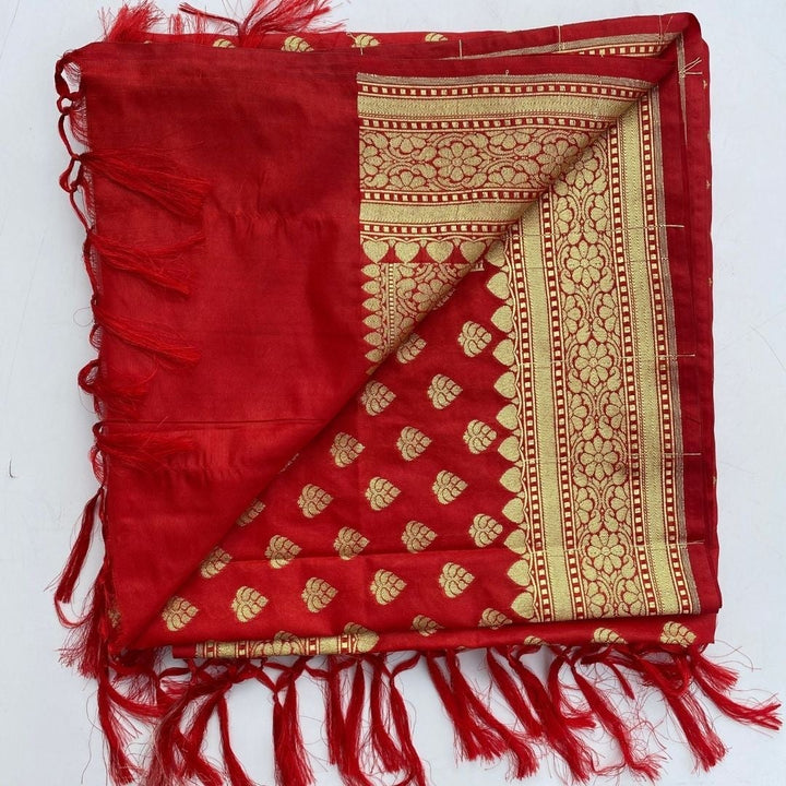 anokherang Dupattas Red Banarsi Dupatta