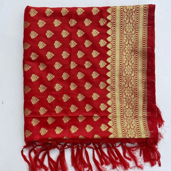anokherang Dupattas Red Banarsi Dupatta
