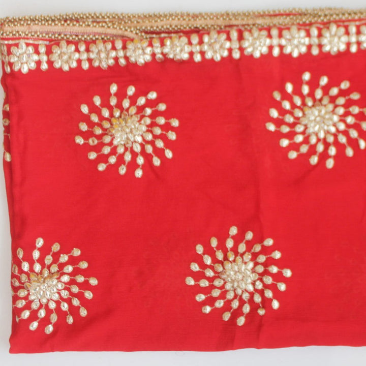anokherang Dupattas Red Gotta Patti Floral Chiffon Dupatta