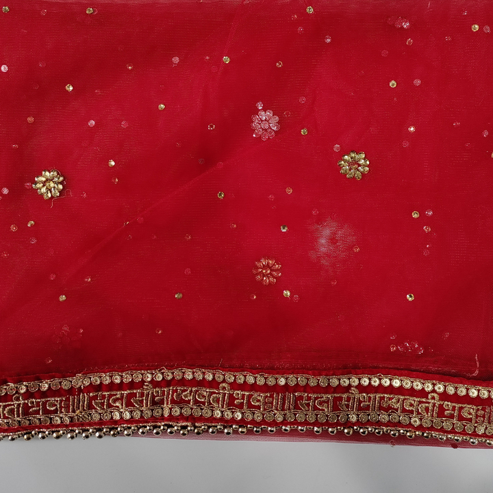 anokherang Dupattas Red Net Stone Embroidered Saubhagyavti Dupatta