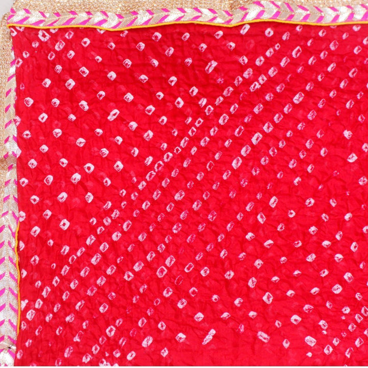anokherang Dupattas Red Silk Bhandhej Dupatta