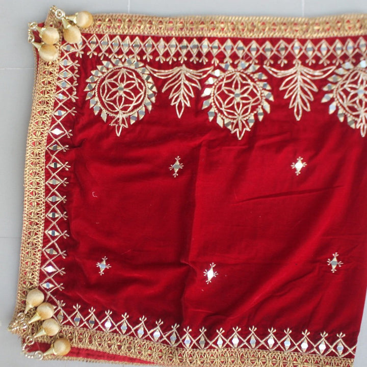 anokherang Dupattas Red Velvet Mirror Affair Stole