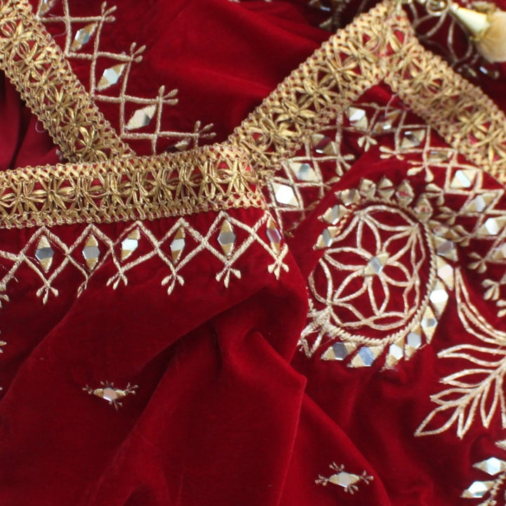 anokherang Dupattas Red Velvet Mirror Affair Stole