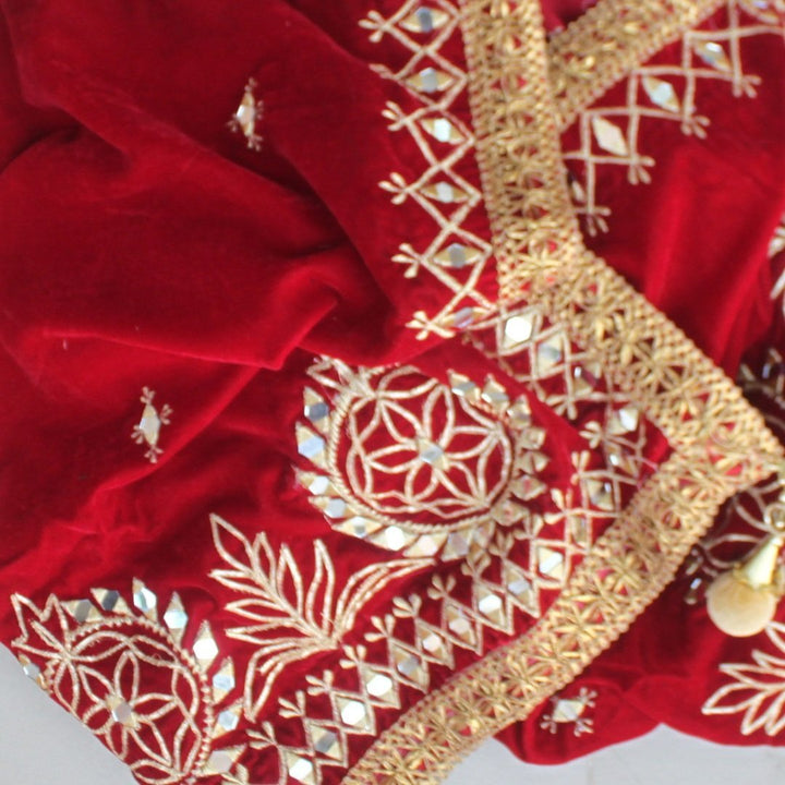 anokherang Dupattas Red Velvet Mirror Affair Stole