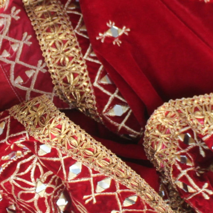 anokherang Dupattas Red Velvet Mirror Affair Stole