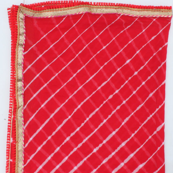anokherang Dupattas Red White Leheriya Chiffon Dupatta