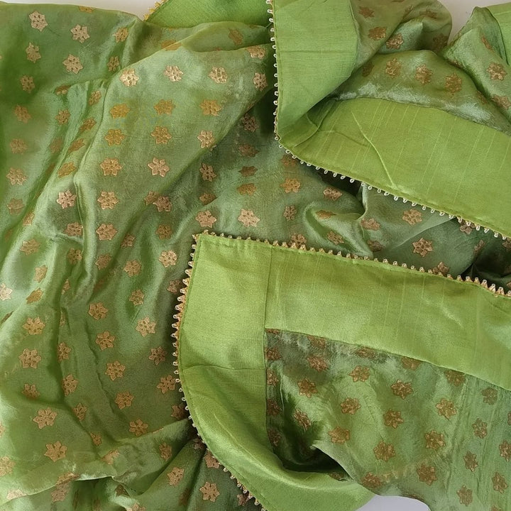 anokherang Dupattas Refreshing Green Foil Silk Dupatta