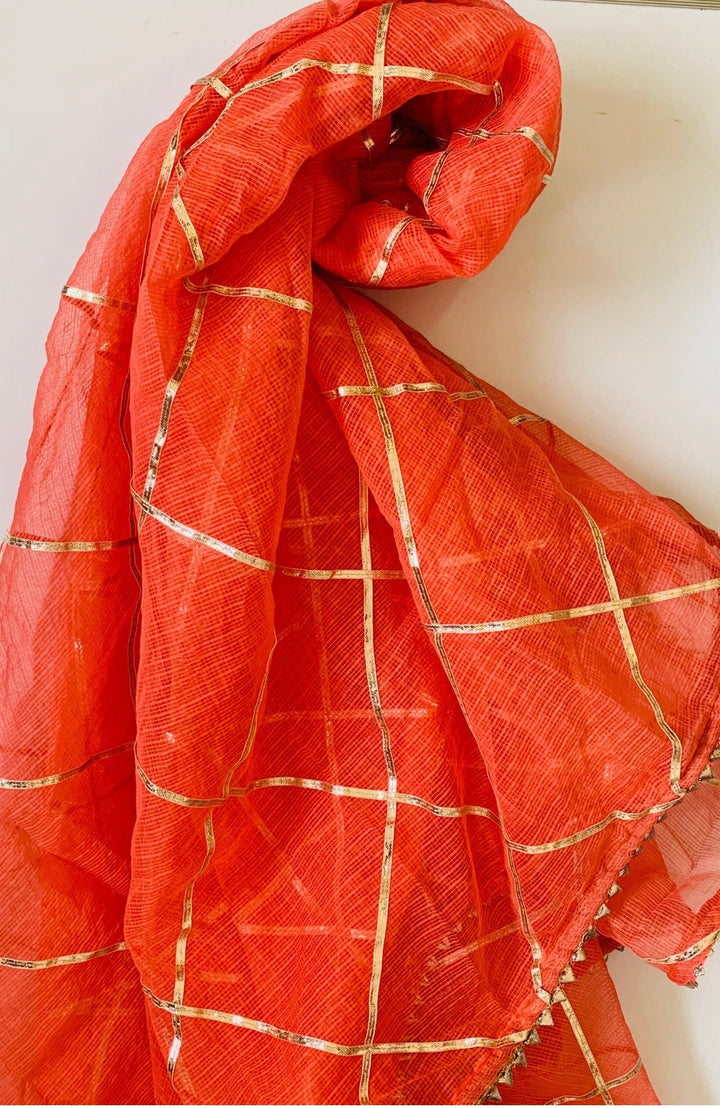 anokherang Dupattas Riwaayat Traditional Carrot Pink Gotta Dupatta