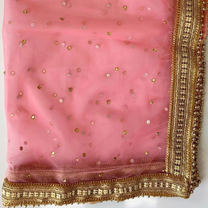 anokherang Dupattas Rose Pink Smiles Net Stone Dupatta