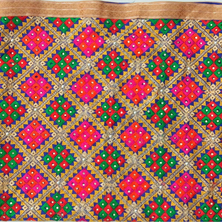 anokherang Dupattas Royal Blue Multi Colored Phulkari Dupatta