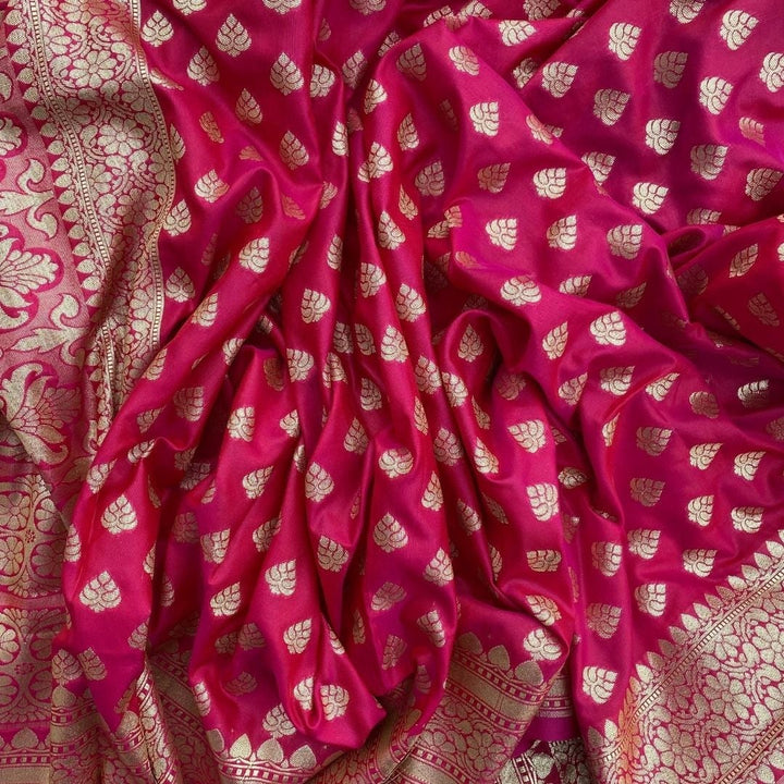 anokherang Dupattas Ruby Pink Banarasi Silk Dupatta