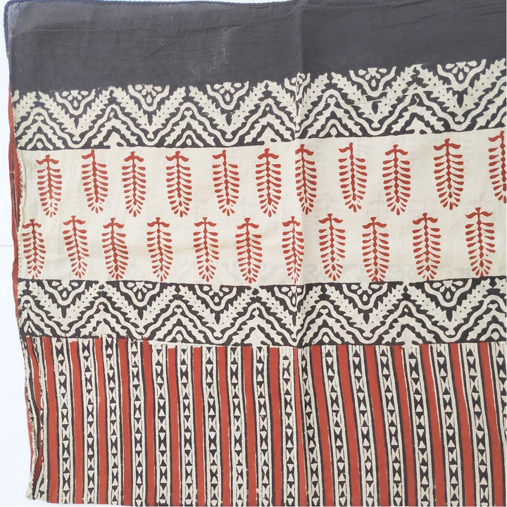 anokherang Dupattas Rust Black Tribe Kalamkari HandCrafted Stole