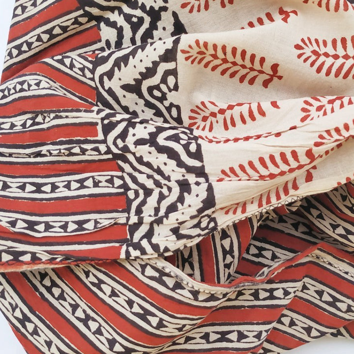 anokherang Dupattas Rust Black Tribe Kalamkari HandCrafted Stole