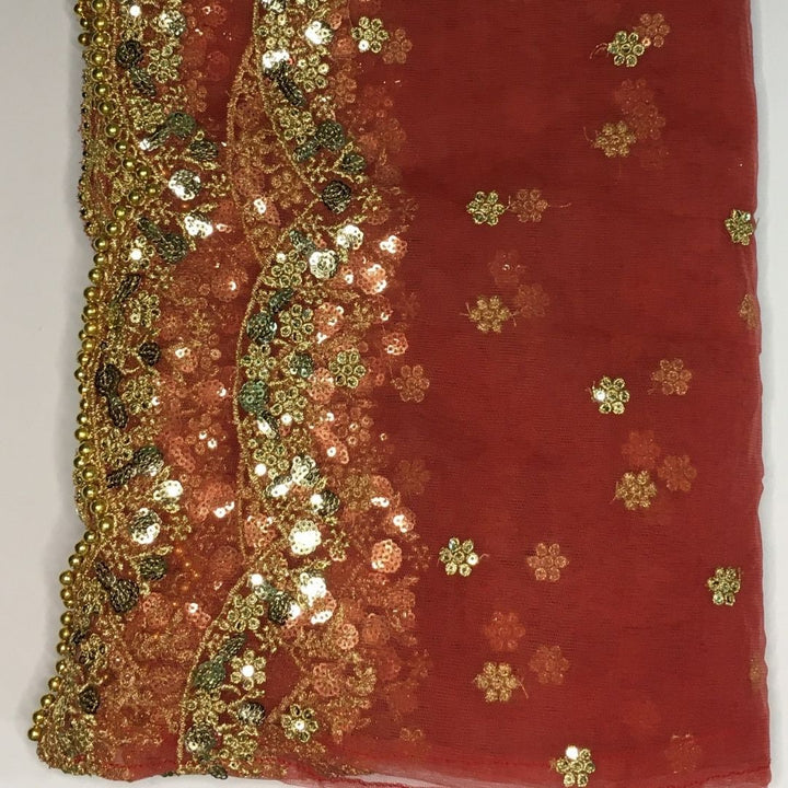 anokherang Dupattas Rust Sequence Trail Net Dupatta