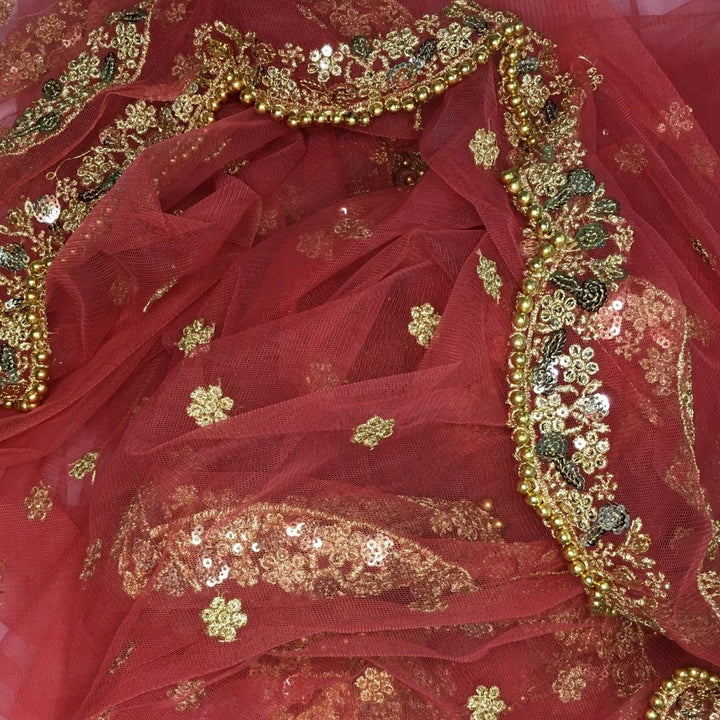 anokherang Dupattas Rust Sequence Trail Net Dupatta