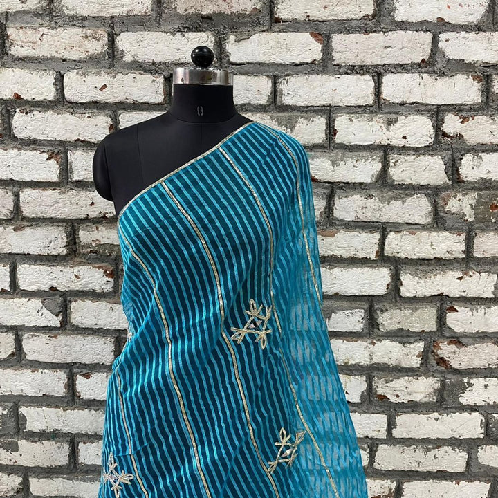 anokherang Dupattas Sea Blue Gotta Organza Dupatta