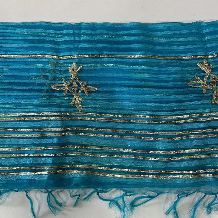 anokherang Dupattas Sea Blue Gotta Organza Dupatta