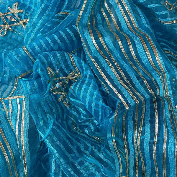 anokherang Dupattas Sea Blue Gotta Organza Dupatta