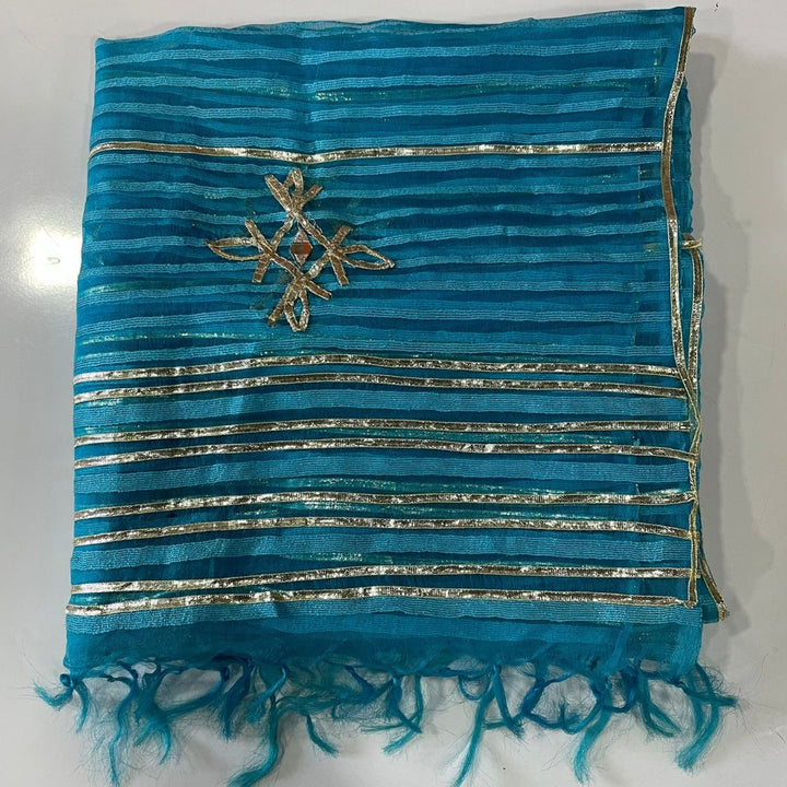 anokherang Dupattas Sea Blue Gotta Organza Dupatta
