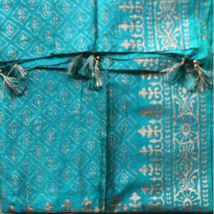 anokherang Dupattas Sea Green Gold foil paisley Dupatta