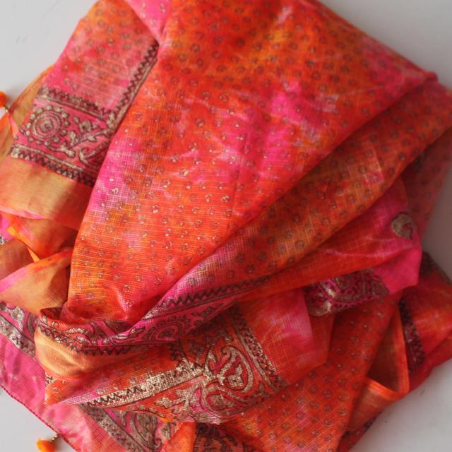 anokherang Dupattas Shaded Pink Foil Printed Kota Dupatta