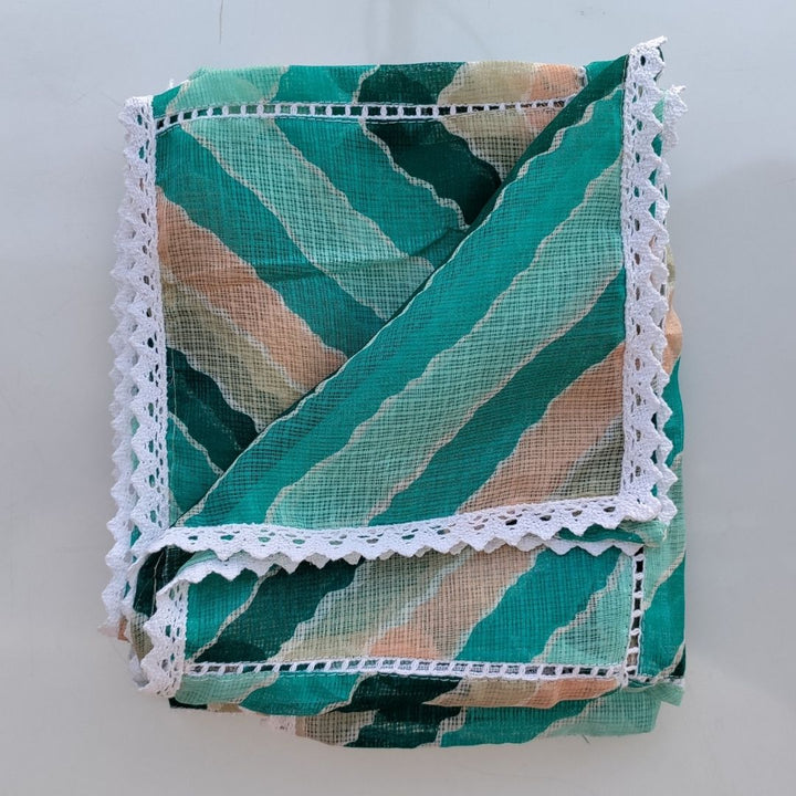 anokherang Dupattas Shades of Green Crochet Kota Dupatta