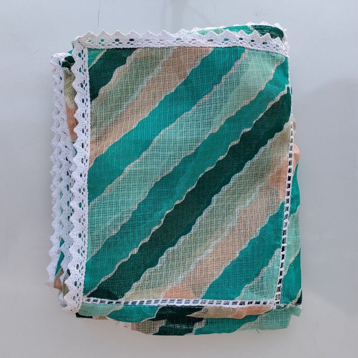 anokherang Dupattas Shades of Green Crochet Kota Dupatta