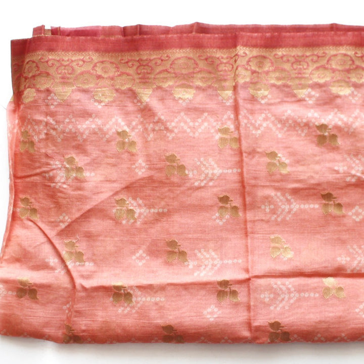 anokherang Dupattas Shades of Pink Bandhani Silk Banarsi Dupatta