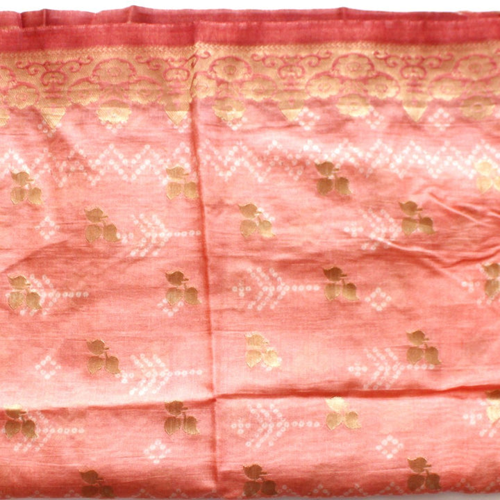 anokherang Dupattas Shades of Pink Bandhani Silk Banarsi Dupatta