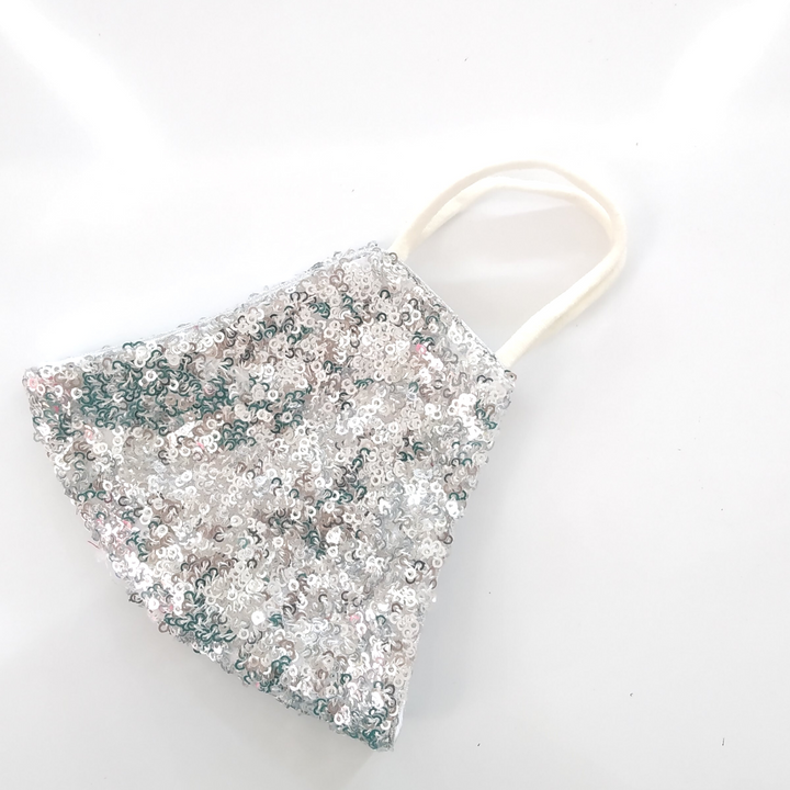 anokherang Dupattas Shiny Silver Sequin Mask