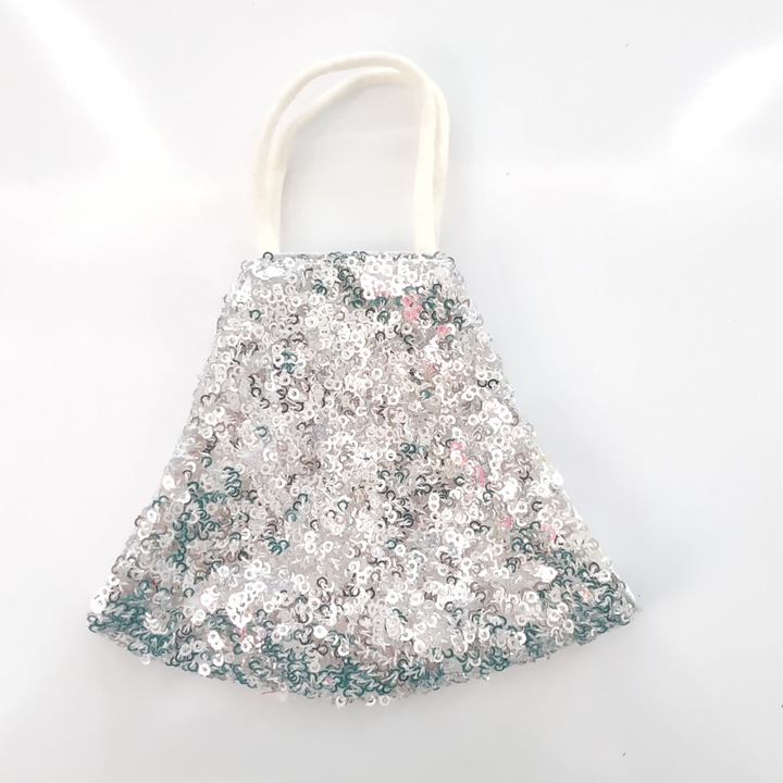 anokherang Dupattas Shiny Silver Sequin Mask