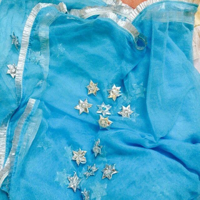 anokherang Dupattas Sky Bkue Net Dupatta with Silver Gota Flowers & Blue Stones