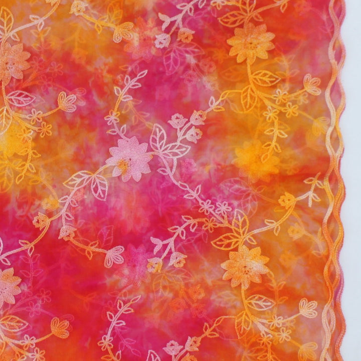anokherang Dupattas Tie-Dye Floral Embroidered Organza Dupatta