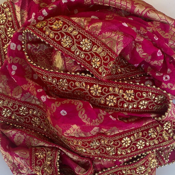 anokherang Dupattas Traditional Bridal Pink Bandhej Dupatta