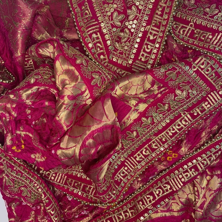 anokherang Dupattas Traditional Bridal Pink Saubhagyavati Bandhej Dupatta