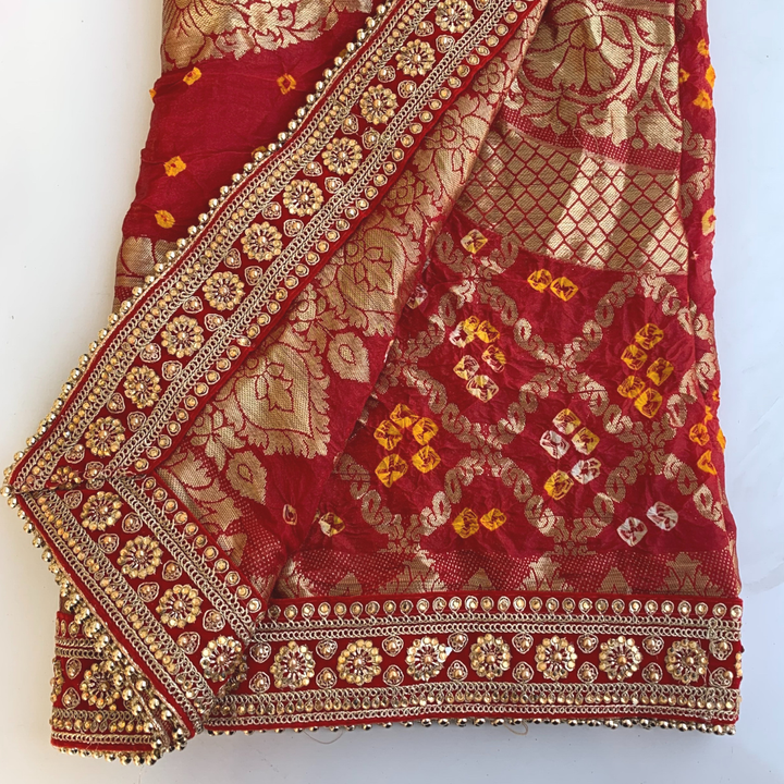 Traditional Bridal Red Bandhej Dupatta – anokherang