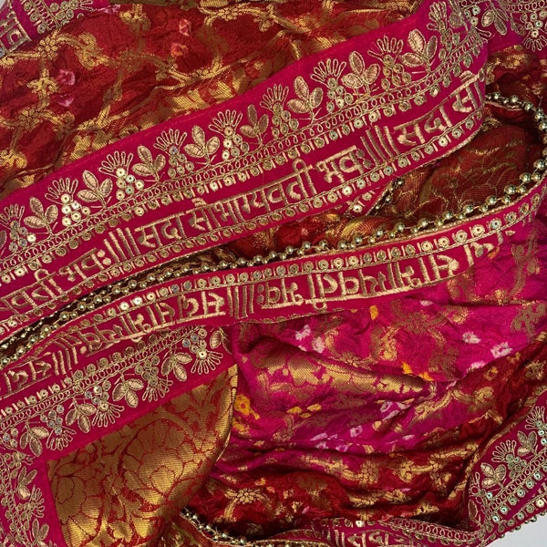 anokherang Dupattas Traditional Bridal Red Pink Saubhagyavati Bandhej Dupatta