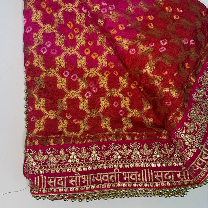 anokherang Dupattas Traditional Bridal Red Pink Saubhagyavati Bandhej Dupatta