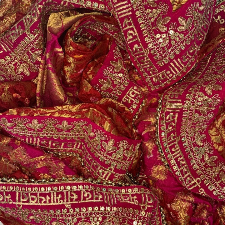 anokherang Dupattas Traditional Bridal Red Pink Saubhagyavati Bandhej Dupatta