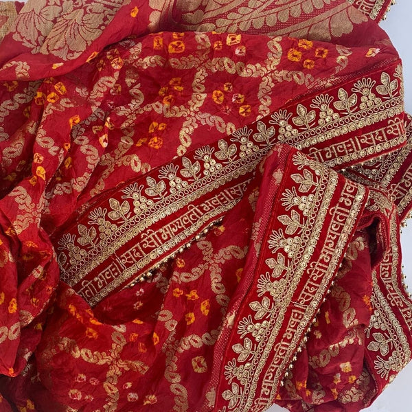 anokherang Dupattas Traditional Bridal Red Saubhagyavati Bandhej Dupatta