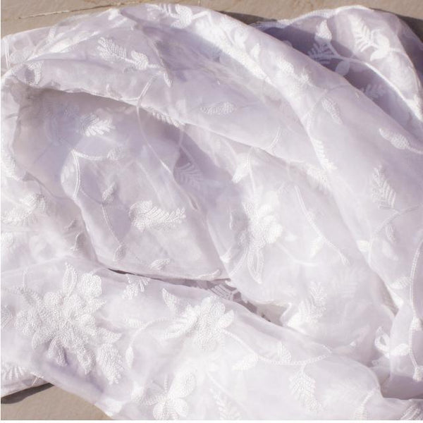 anokherang Dupattas White Embroidered Tissue Dupatta