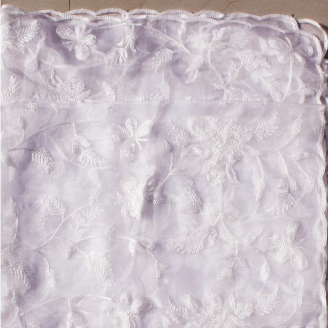 anokherang Dupattas White Embroidered Tissue Dupatta