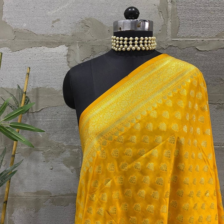anokherang Dupattas Yellow Banarasi Silk Dupatta