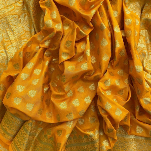 anokherang Dupattas Yellow Banarasi Silk Dupatta