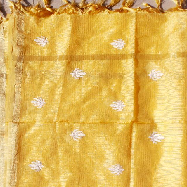 anokherang Dupattas Yellow Embroidered Kota Doriya Dupatta