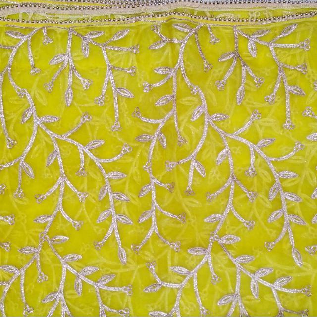 anokherang Dupattas Yellow Gotta Leave Trails Net Dupatta